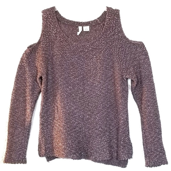 ANTHROPOLOGIE Sky + Sparrow Acrylic Loose Weave Cold Shoulder Sweater - Picture 3 of 6